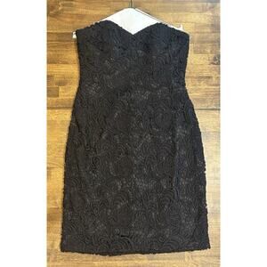 Theia Dress Size 4 Strapless Bustier Lace Mini Dress Black